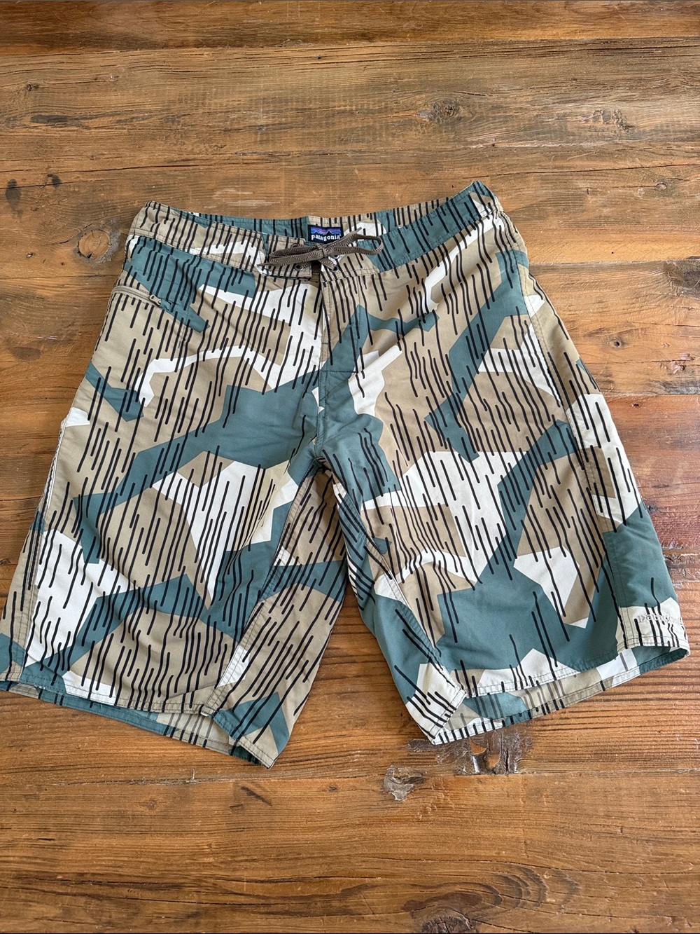 Men's Camo Green & Tan Swim Board Shorts